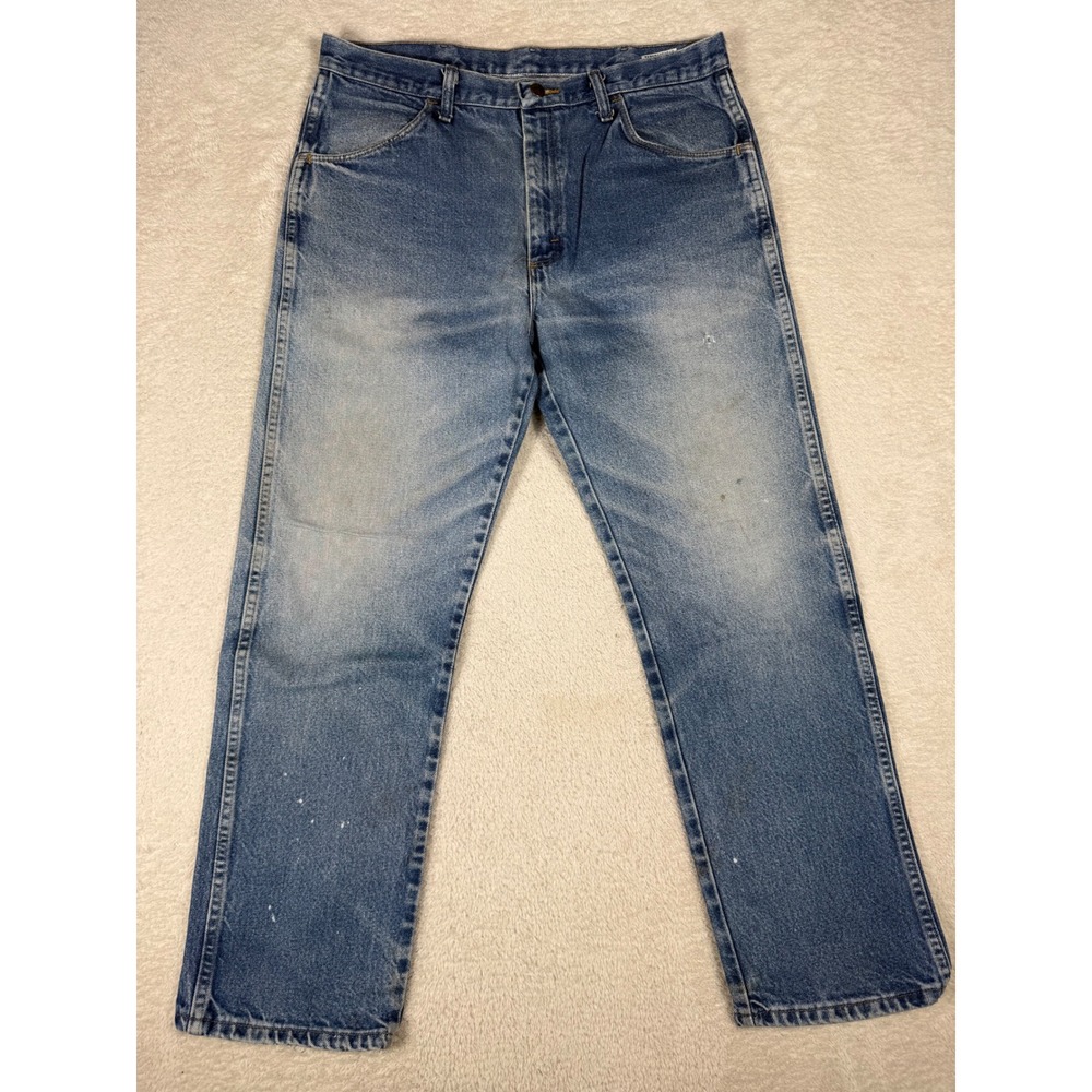 Rustler Jeans Mens 36x30 Blue Good Distressed Workwear 87619PW Straight Leg